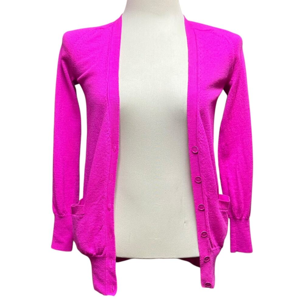 J.Crew Merino Wool V-Neck Cardigan Sweater with Pockets Pink XS